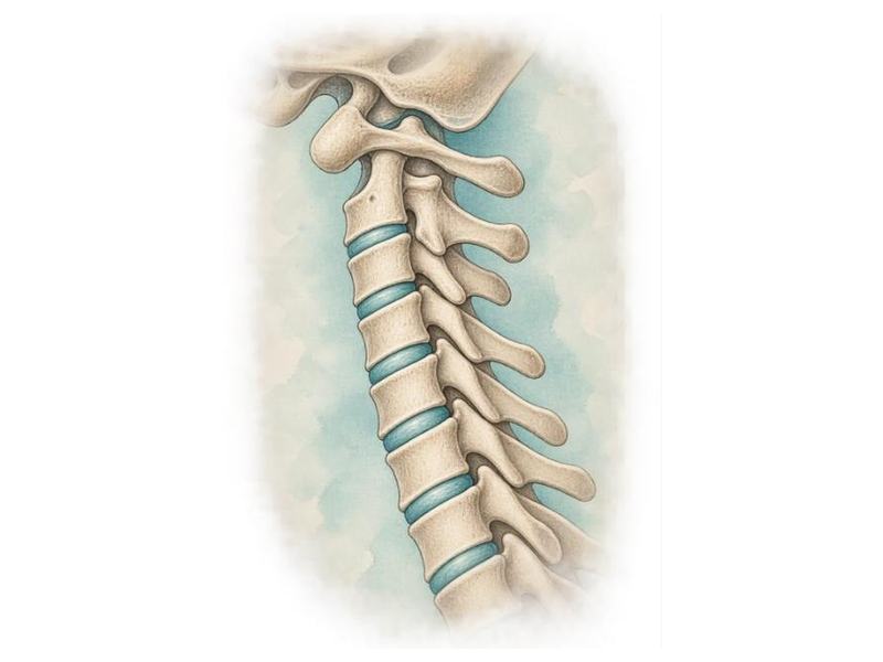 Watercolor illustration of the cervical spine